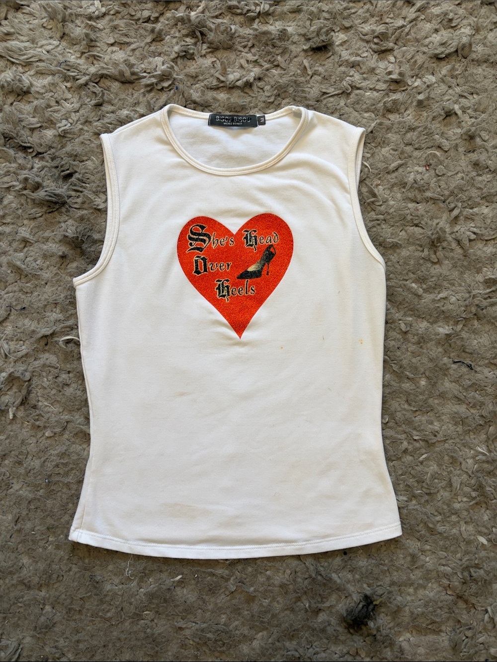 Bisou Bisou White Tank Top with Red Heart Graphic - Kids